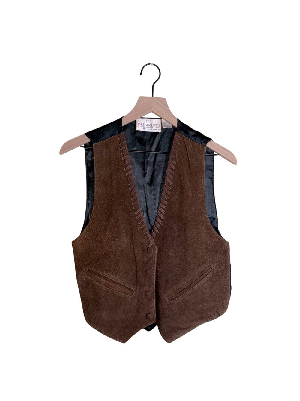 VNTG PASSPORTS leather stitch southwest cowboy western vest M
